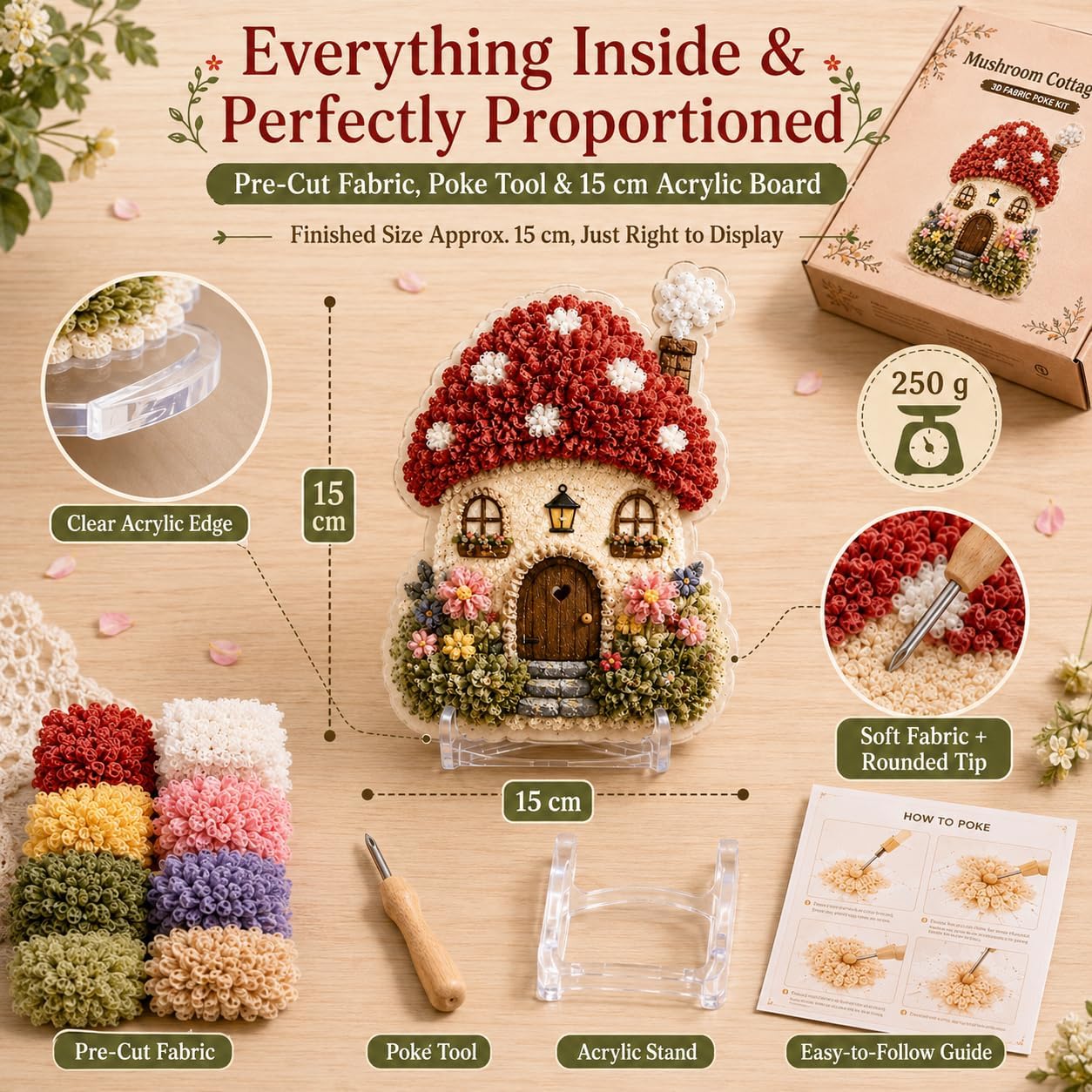 DIY 3D Fabric Poke Art Kit Whi - Is Sewing Textile Art recension och pris