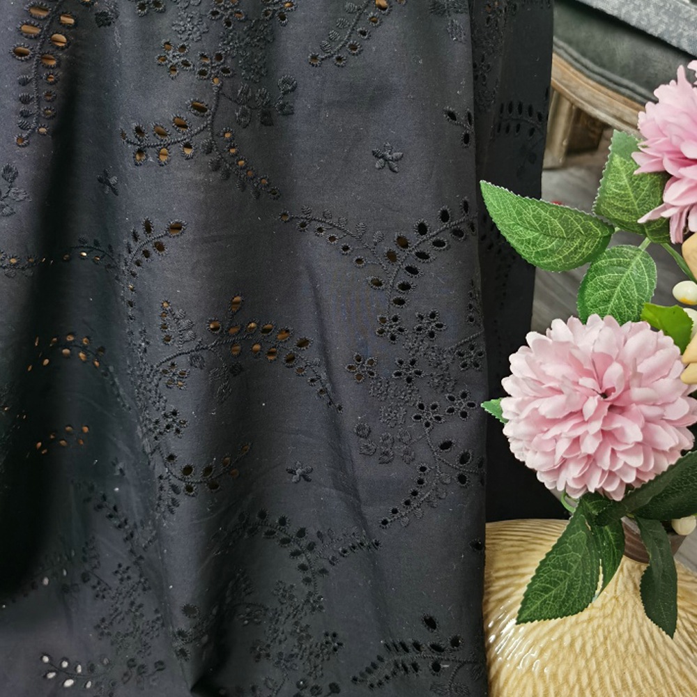 High-quality black hollow-out  - Sewing Eyelet Fabric recension och pris