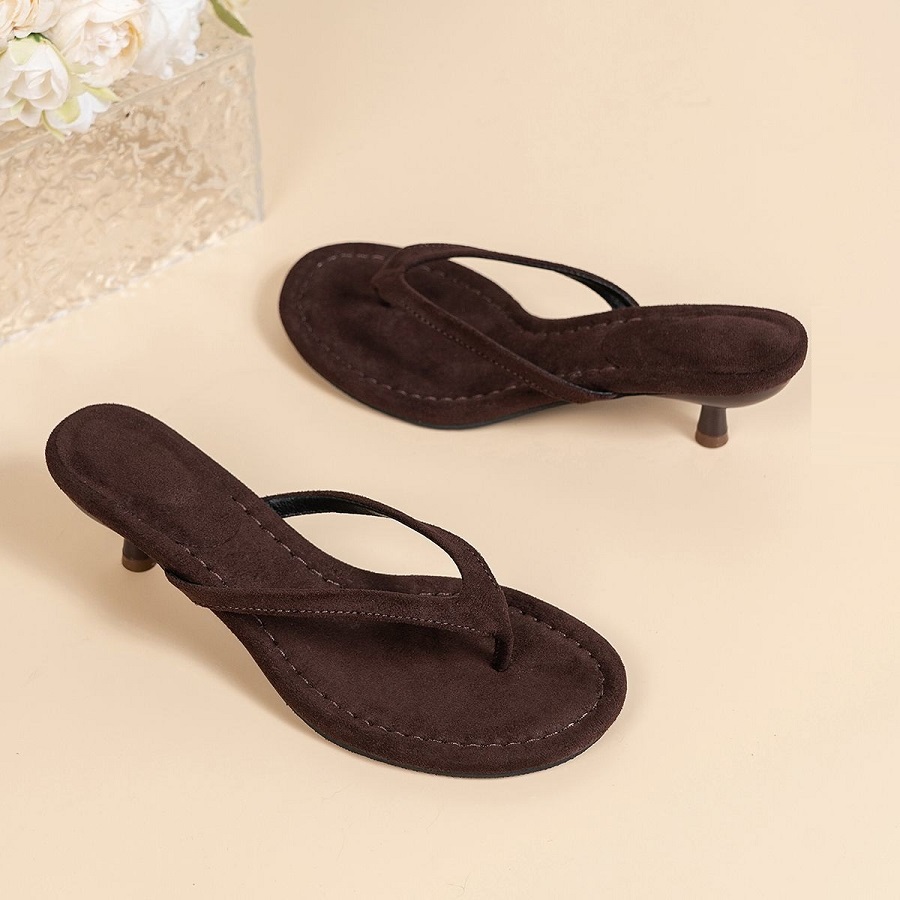 New Faux Suede Heeled Thong Sa - Sewing New recension och pris