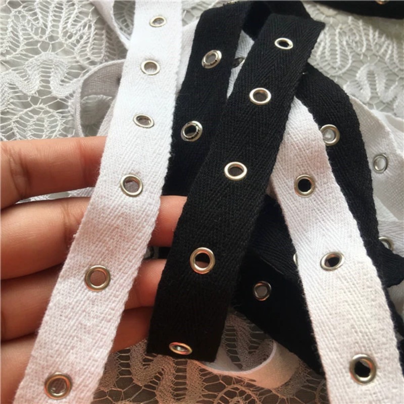Black and White Cotton Webbing - Sewing Eyelet Fabric recension och pris