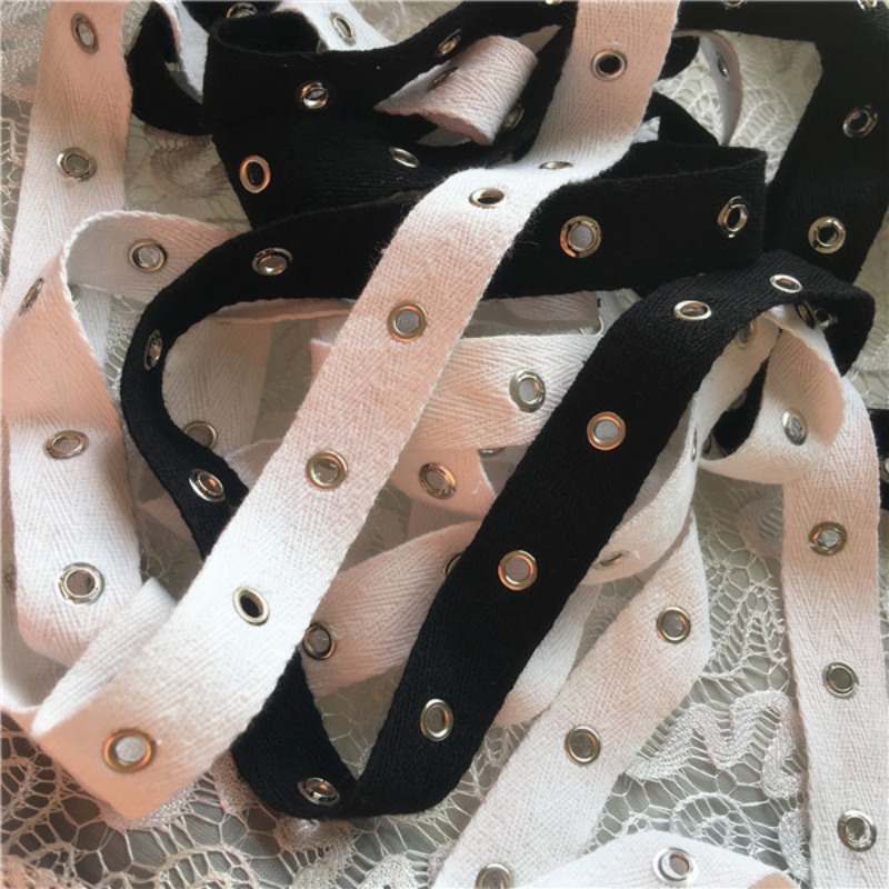 Black and White Cotton Webbing - Sewing Eyelet Fabric recension och pris